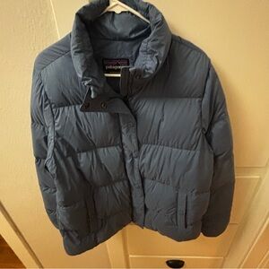 Light blue silent down jacket from Patagonia